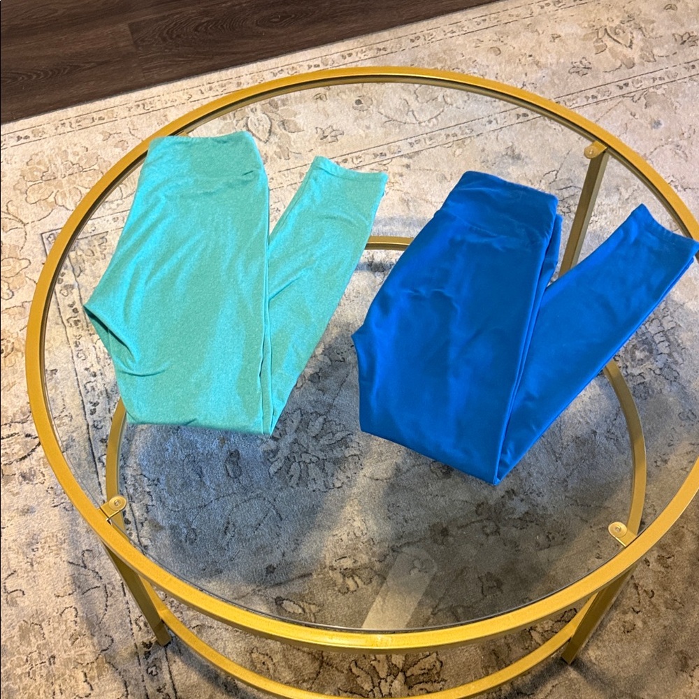 LuLaRoe Women's Leggings in Aqua and Blue